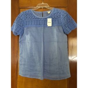 J. Crew linen crochet top